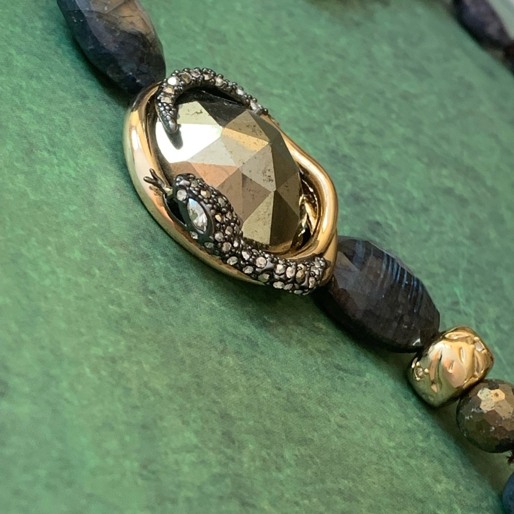 Alexis Bittar New Vanitas Coiled Snake Labradorite Beaded Statement Necklace - Picture 9 of 15